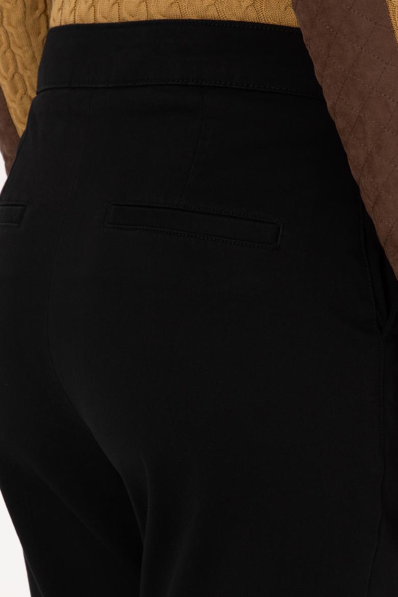 Kadın Siyah Slim Flare Fit Kanvas Pantolon - 50316912014