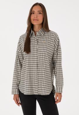 Kadın Koyu Yeşil Uzun Kollu Gömlek - 50316679004