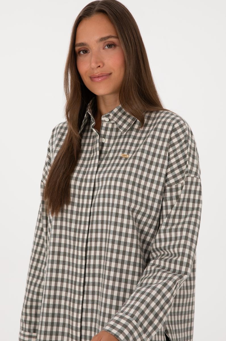 Kadın Koyu Yeşil Uzun Kollu Gömlek