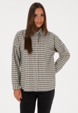 Kadın Koyu Yeşil Uzun Kollu Gömlek - 50316679004