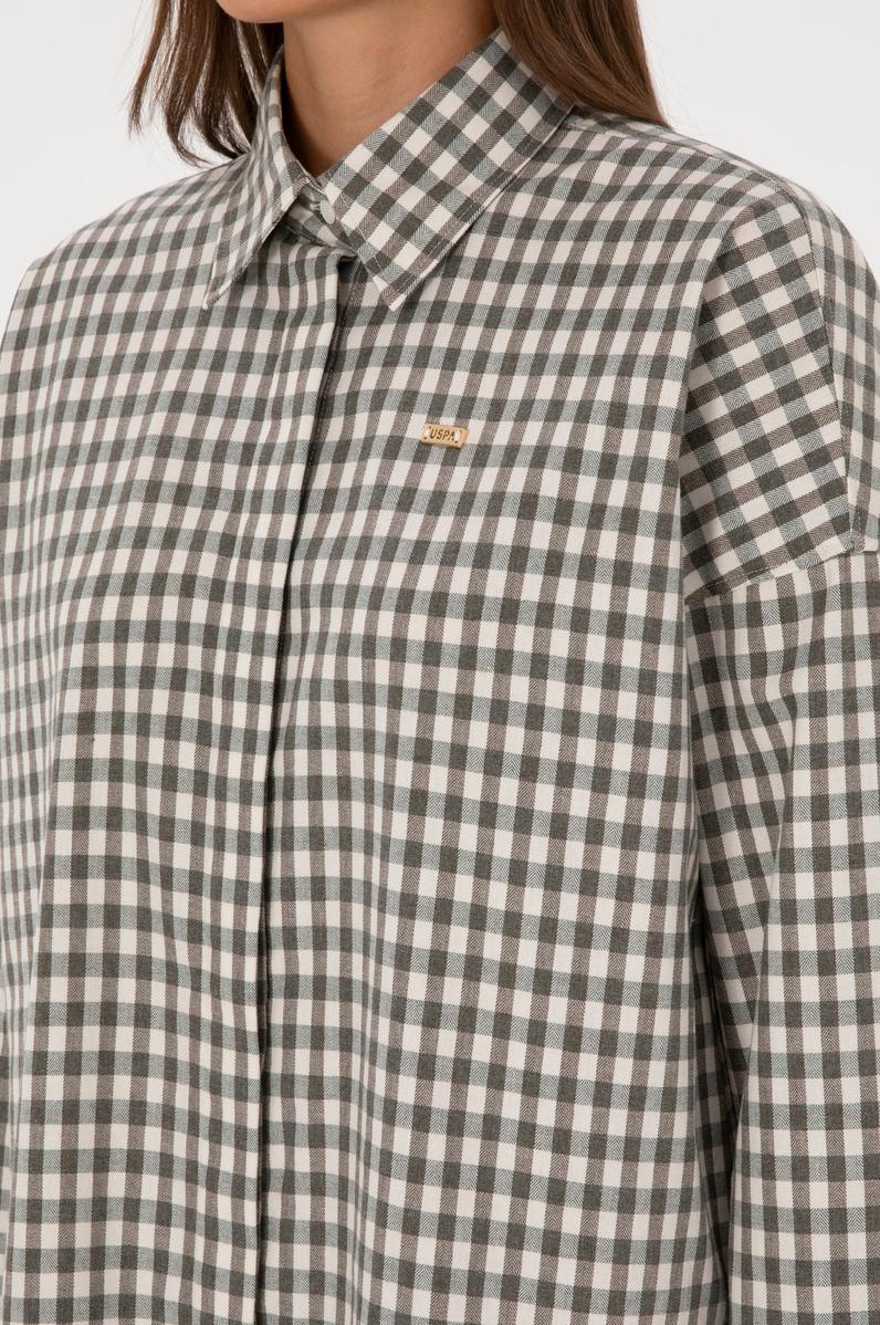 Kadın Koyu Yeşil Uzun Kollu Gömlek