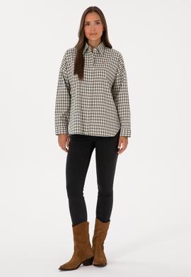 Kadın Koyu Yeşil Uzun Kollu Gömlek - 50316679004