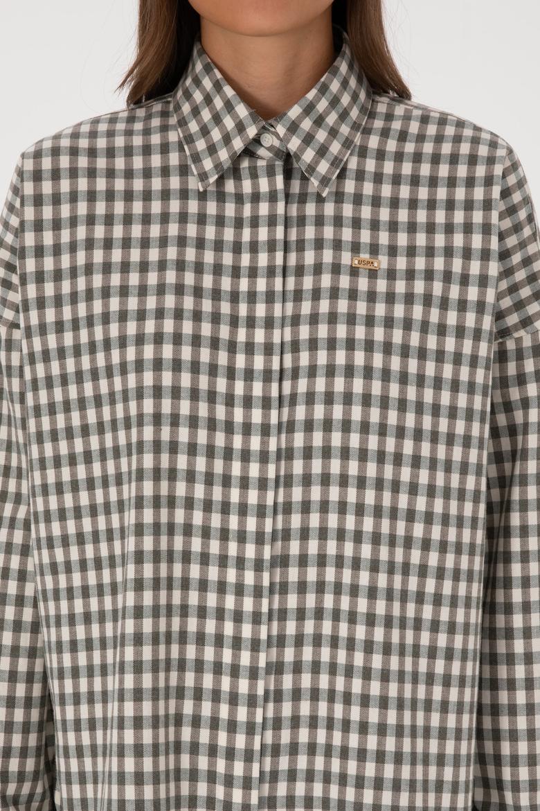 Kadın Koyu Yeşil Uzun Kollu Gömlek - 50316679004