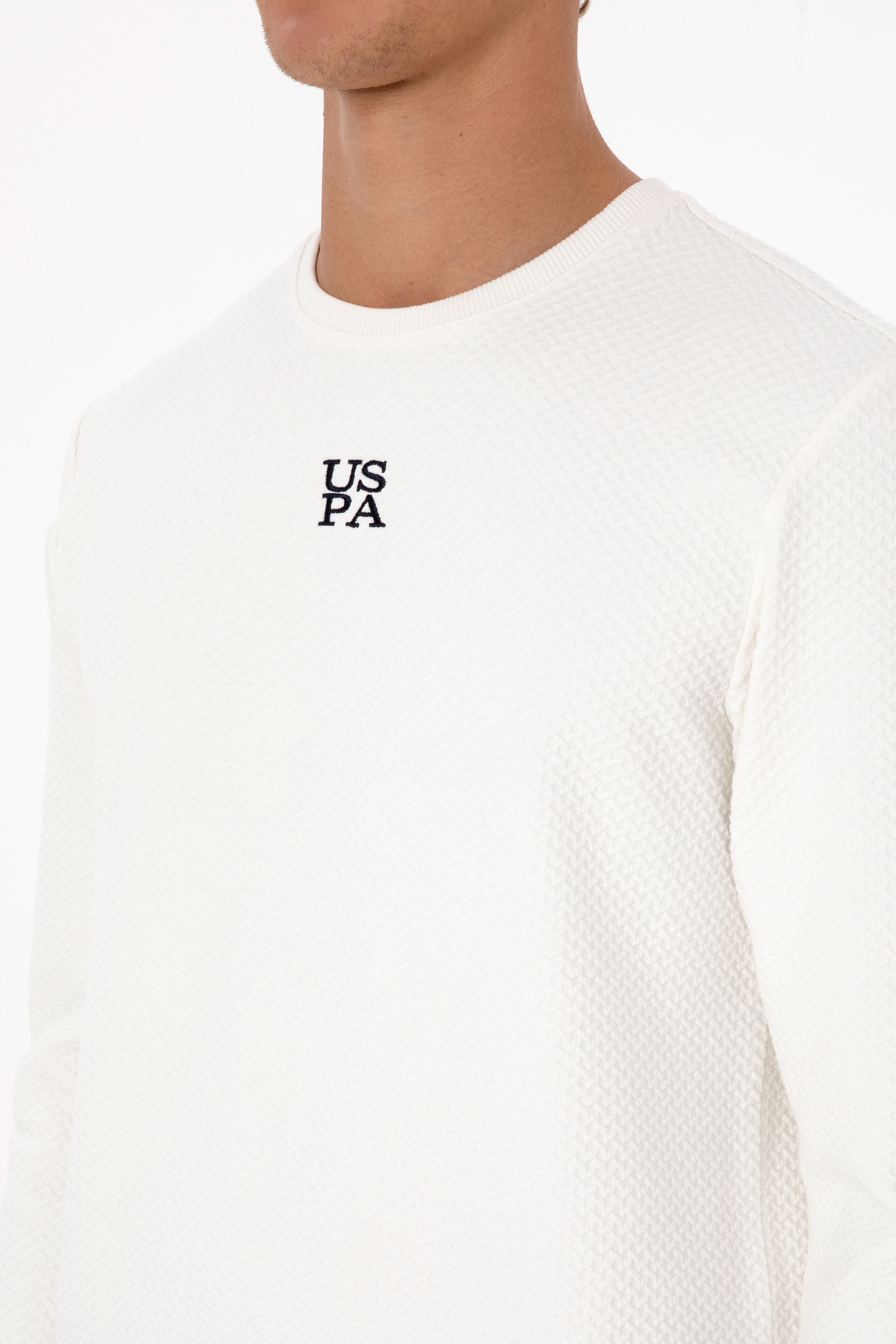 Erkek Regular Fit Bisiklet Yaka Krem Sweatshirt - Image 7