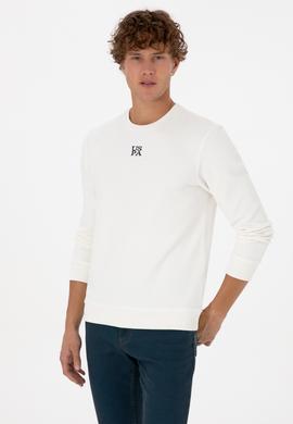 Erkek Regular Fit Bisiklet Yaka Krem Sweatshirt - 50308649026