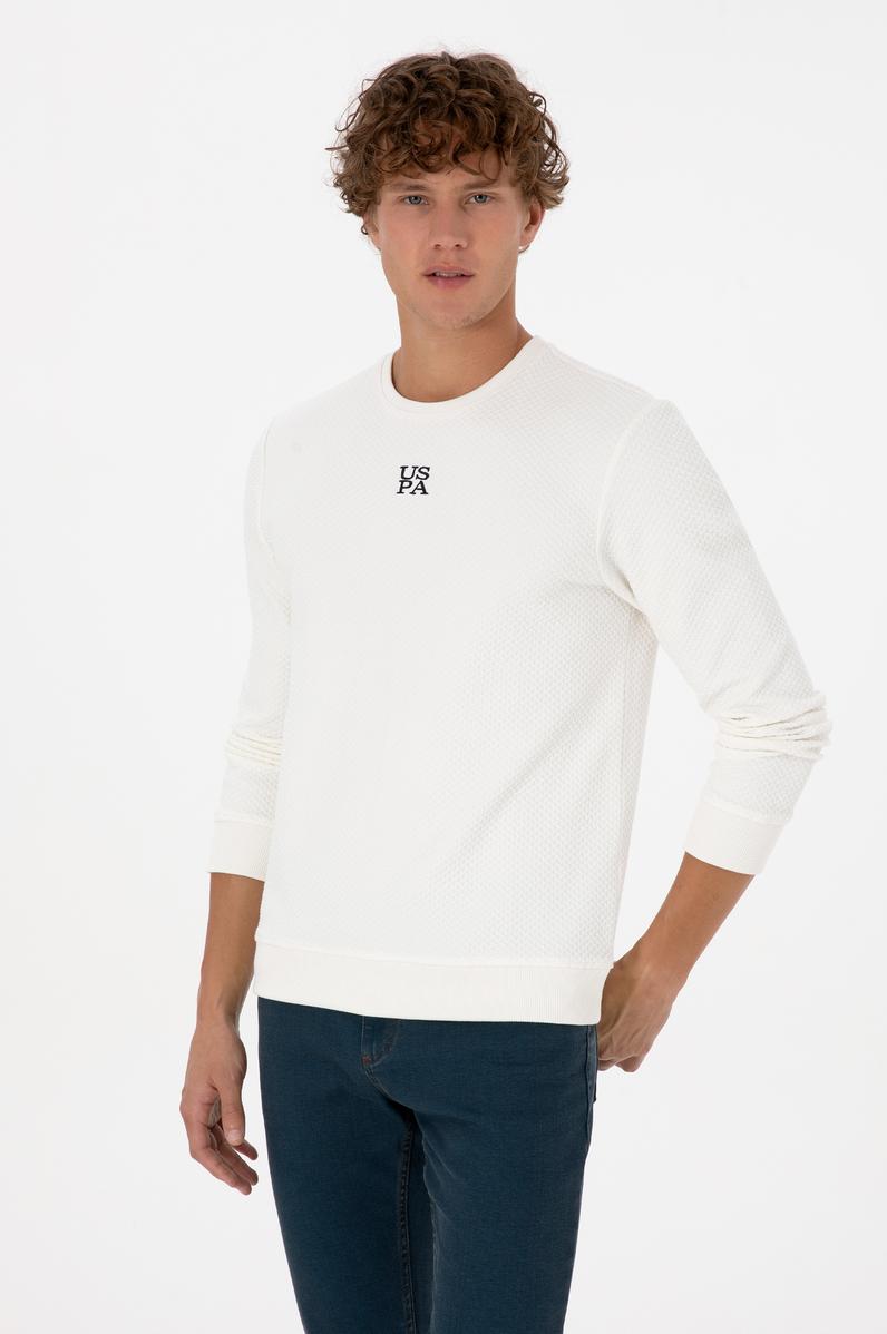 Erkek Regular Fit Bisiklet Yaka Krem Sweatshirt
