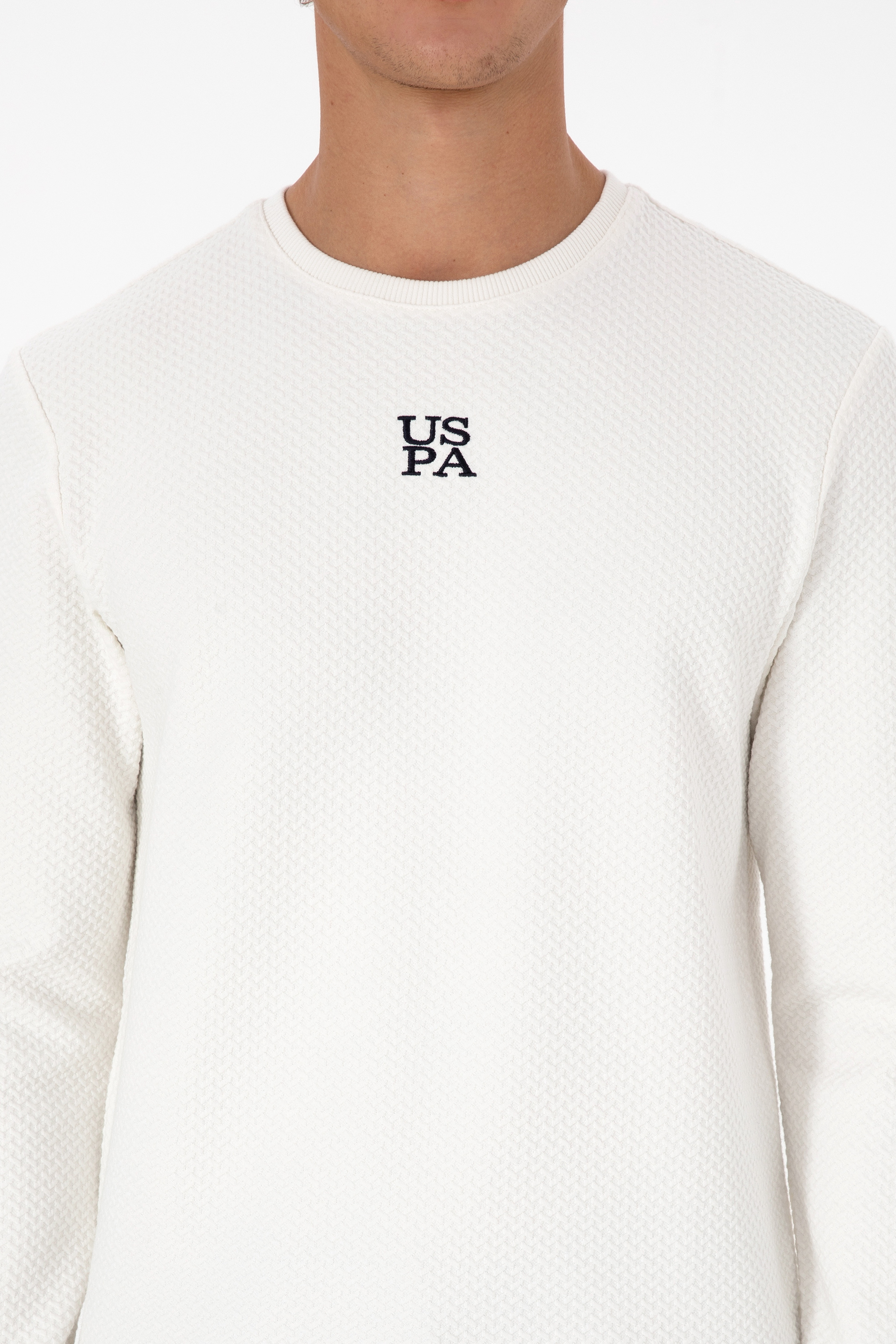 Erkek Regular Fit Bisiklet Yaka Krem Sweatshirt - Image 6