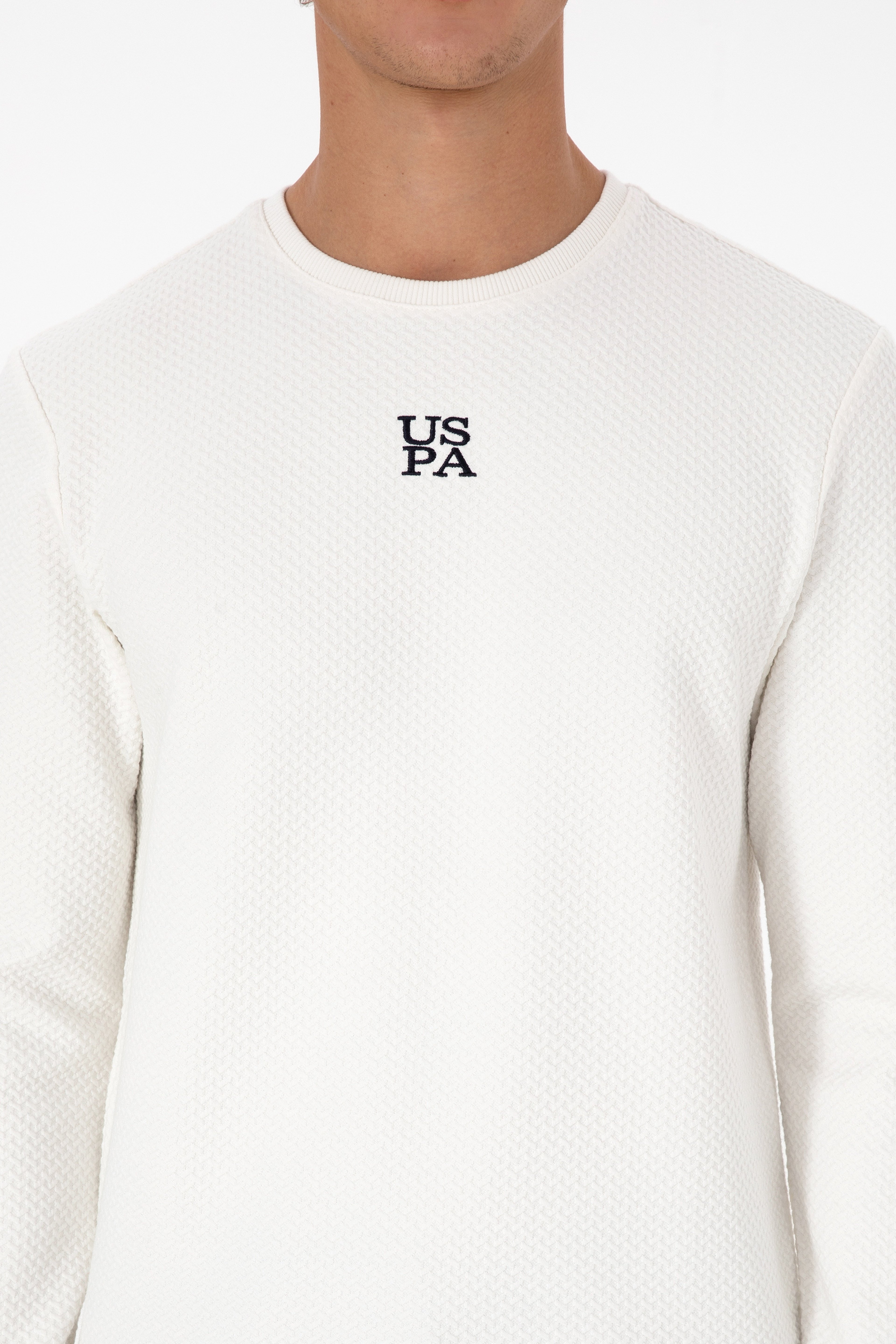 Erkek Regular Fit Bisiklet Yaka Krem Sweatshirt