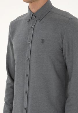 Erkek Antrasit Uzun Kollu Basic Gömlek - 50316723036