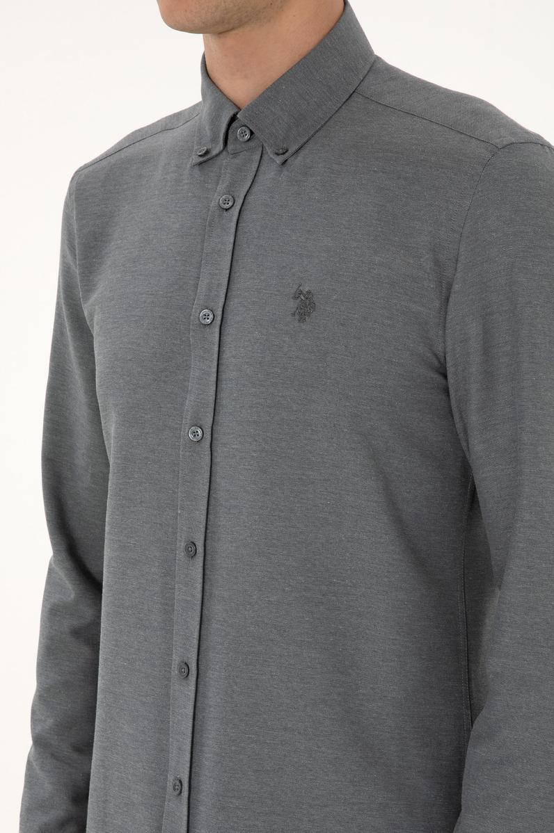 Erkek Antrasit Uzun Kollu Basic Gömlek