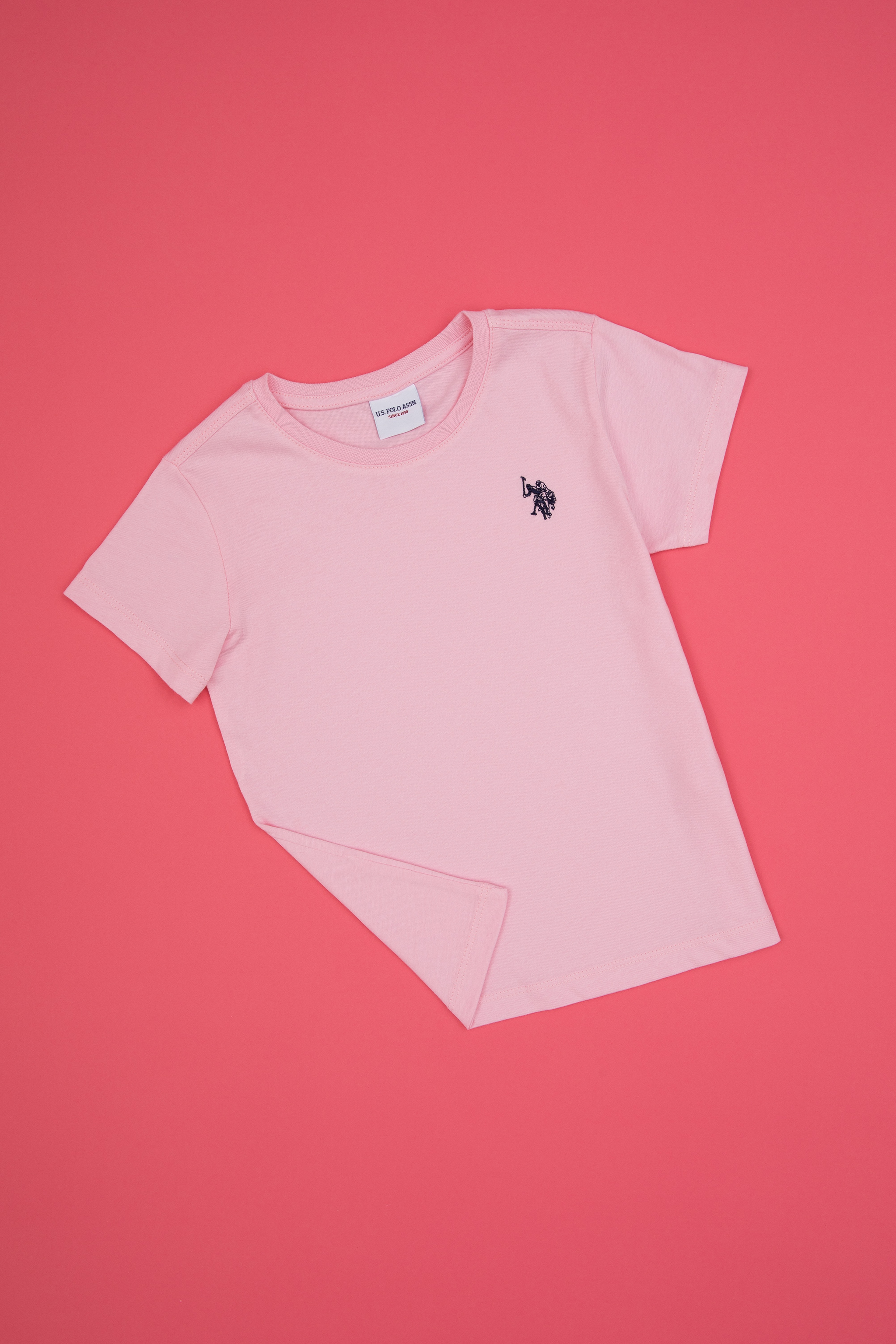 Erkek Çocuk Açık Pembe Bisiklet Yaka Basic Tişört - Image 1