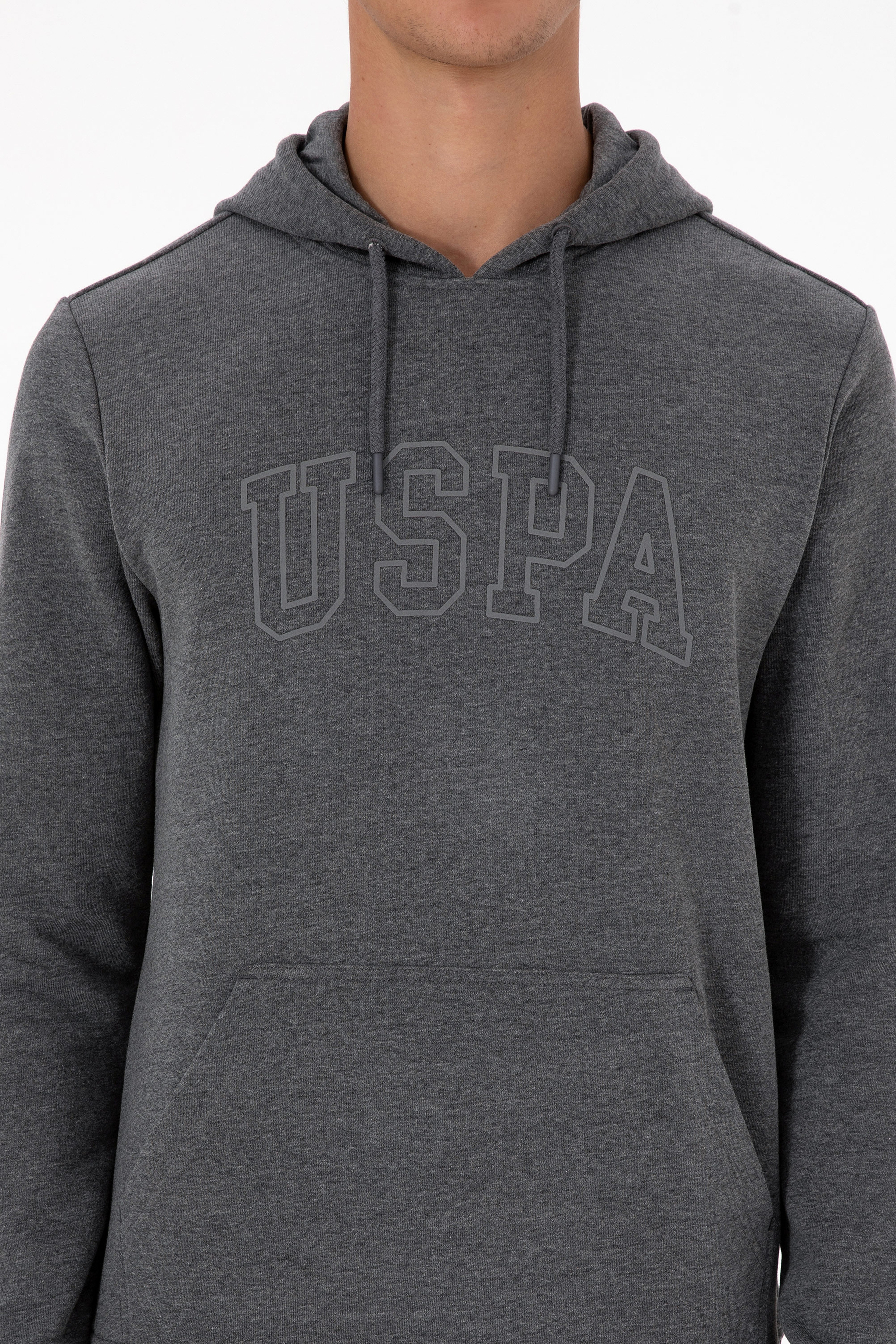 Erkek Regular Fit Kapüşonlu Antrasit Melanj Basic Sweatshirt