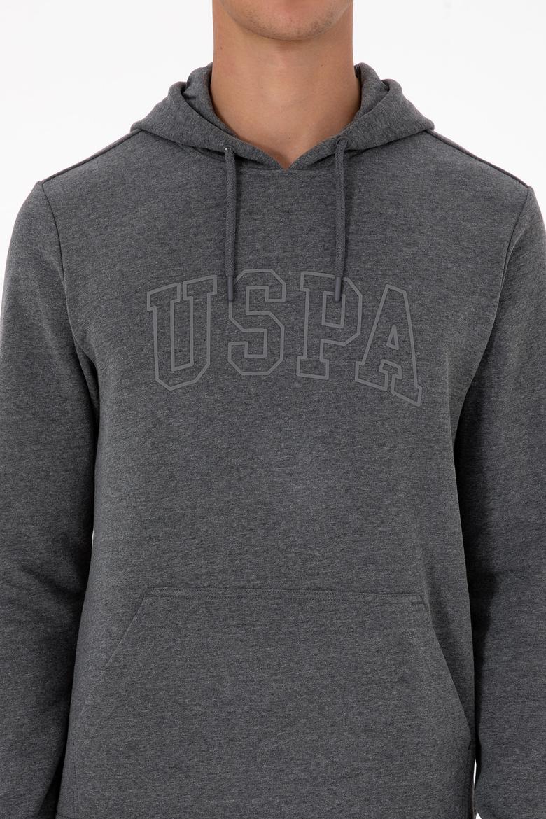 Erkek Regular Fit Kapüşonlu Antrasit Melanj Basic Sweatshirt - 50315663047