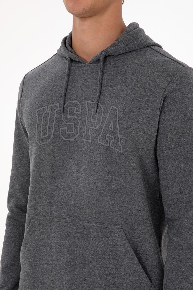 Erkek Regular Fit Kapüşonlu Antrasit Melanj Basic Sweatshirt