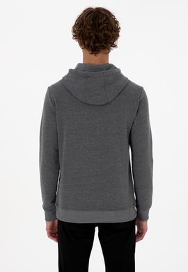 Erkek Regular Fit Kapüşonlu Antrasit Melanj Basic Sweatshirt - 50315663047