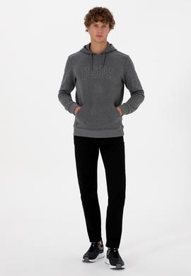 Erkek Regular Fit Kapüşonlu Antrasit Melanj Basic Sweatshirt - 50315663047