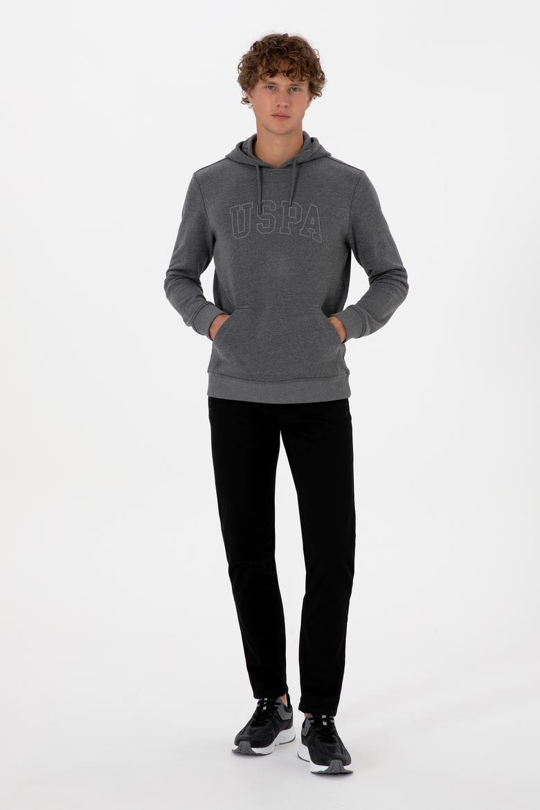 Erkek Regular Fit Kapüşonlu Antrasit Melanj Basic Sweatshirt - 50315663047