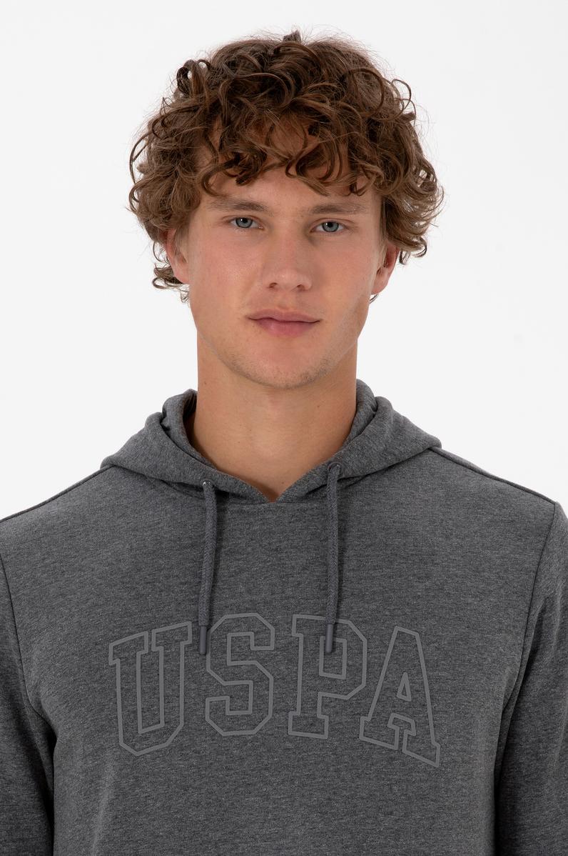 Erkek Regular Fit Kapüşonlu Antrasit Melanj Basic Sweatshirt