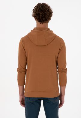 Erkek Regular Fit Kapüşonlu Camel Basic Sweatshirt - 50315663098