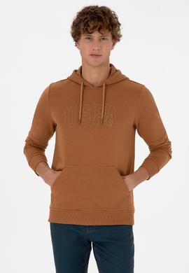 Erkek Regular Fit Kapüşonlu Camel Basic Sweatshirt - 50315663098