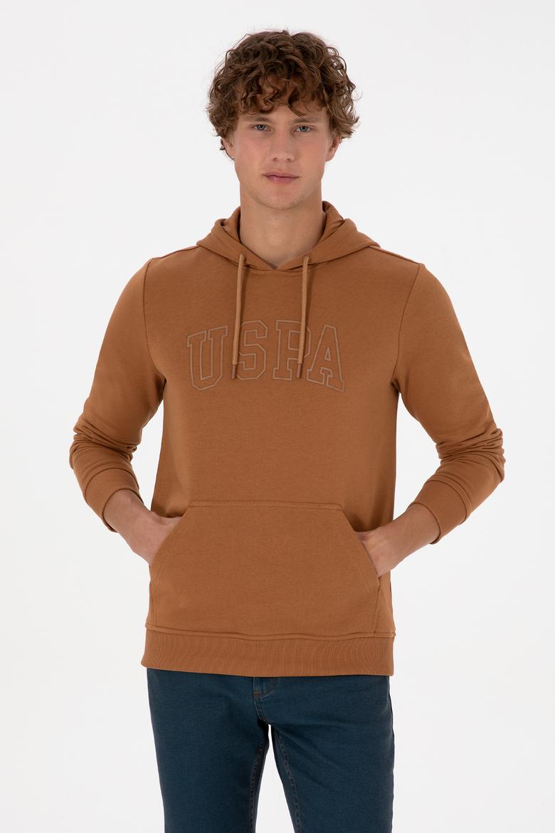 Erkek Regular Fit Kapüşonlu Camel Basic Sweatshirt - 50315663098