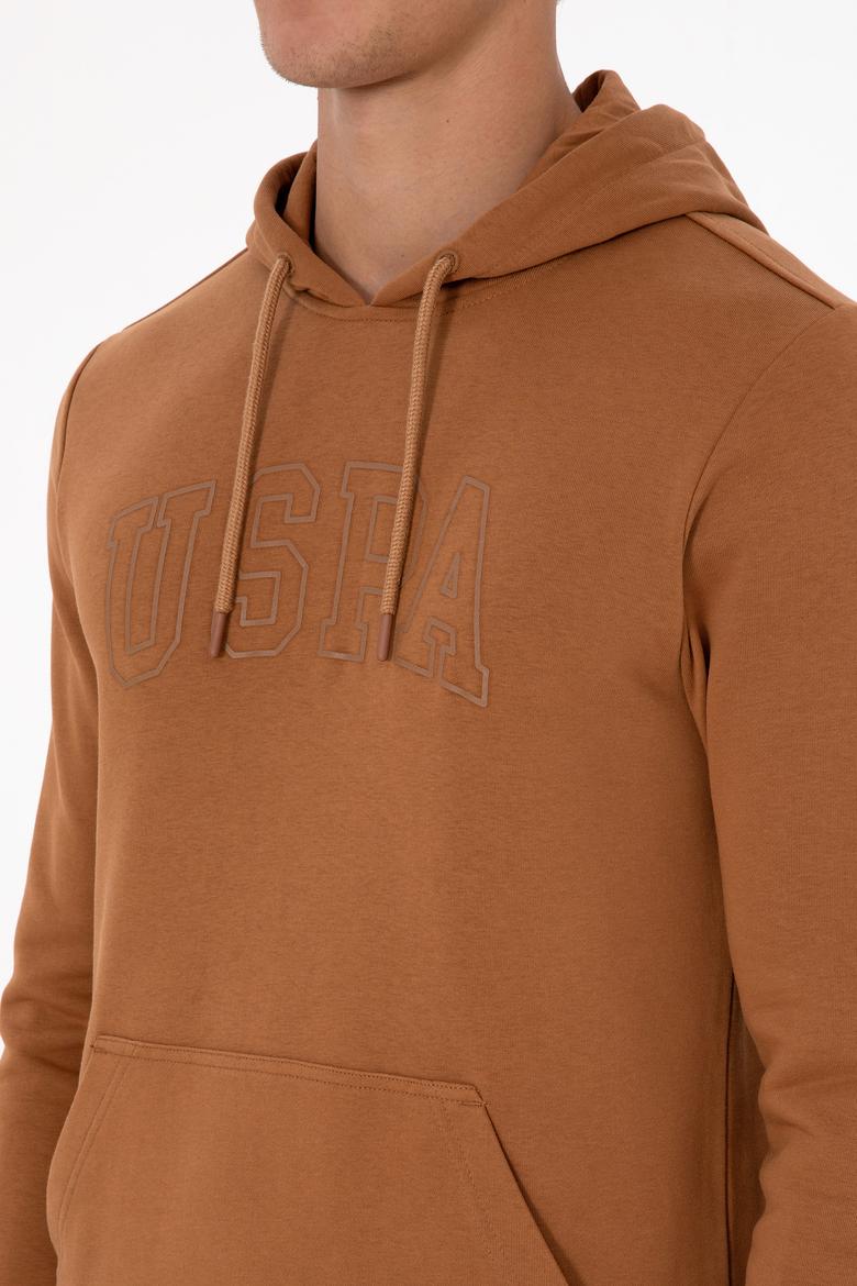 Erkek Regular Fit Kapüşonlu Camel Basic Sweatshirt - 50315663098