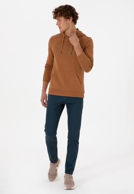 Erkek Regular Fit Kapüşonlu Camel Basic Sweatshirt - 50315663098