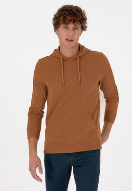 Erkek Regular Fit Kapüşonlu Camel Basic Sweatshirt - 50315663098