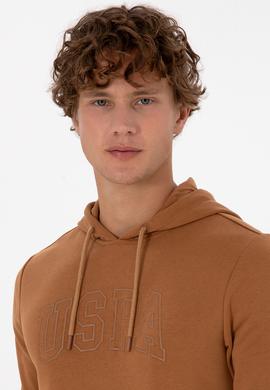 Erkek Regular Fit Kapüşonlu Camel Basic Sweatshirt - 50315663098