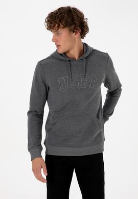 Erkek Regular Fit Kapüşonlu Antrasit Melanj Basic Sweatshirt - 50315663047