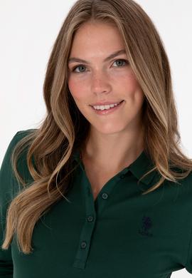 Kadın Koyu Yeşil Basic Polo Yaka Sweatshırt - 50307755132