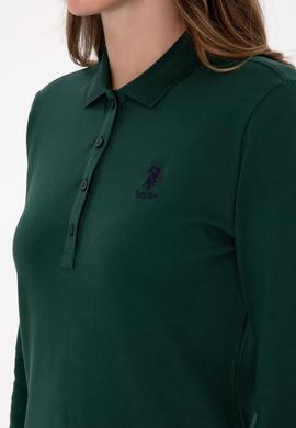 Kadın Koyu Yeşil Basic Polo Yaka Sweatshırt - 50307755132