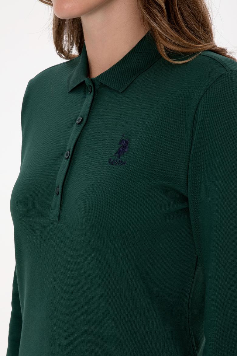 Kadın Koyu Yeşil Basic Polo Yaka Sweatshırt - 50307755132