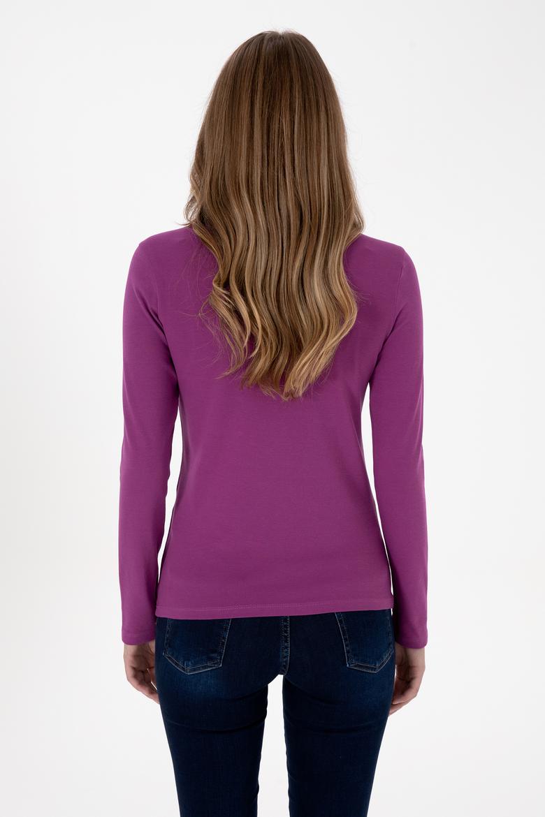 Kadın Menekşe Basic Polo Yaka Sweatshırt - 50307755124