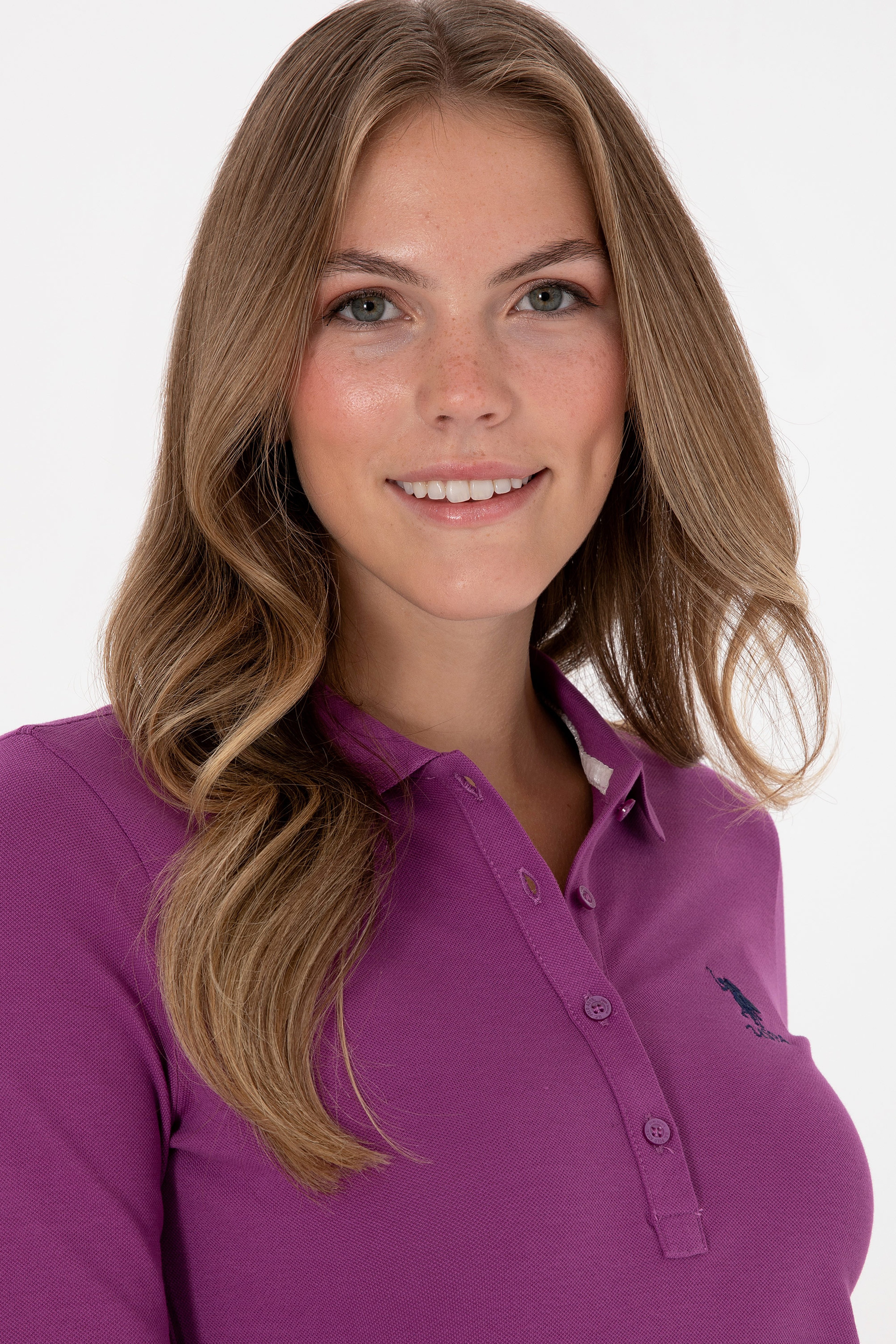 Kadın Menekşe Basic Polo Yaka Sweatshırt