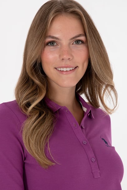 Kadın Menekşe Basic Polo Yaka Sweatshırt