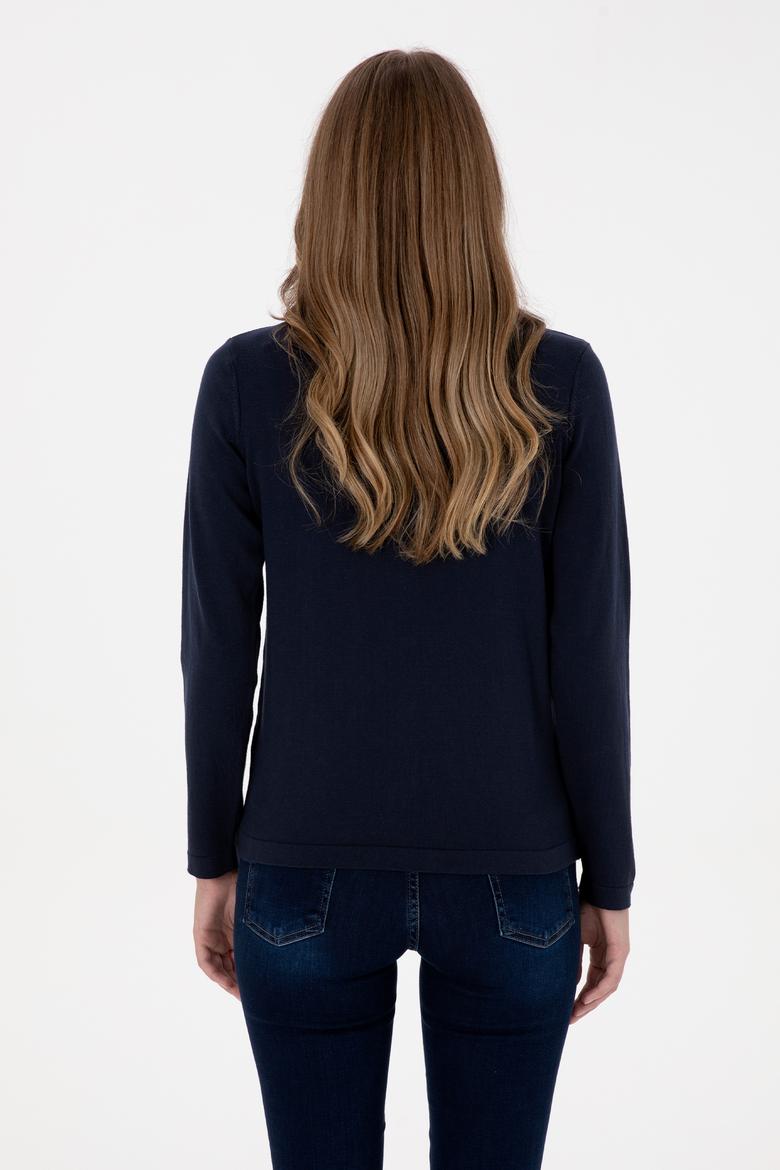 Kadın Lacivert Basic Triko Hırka - 50307719024