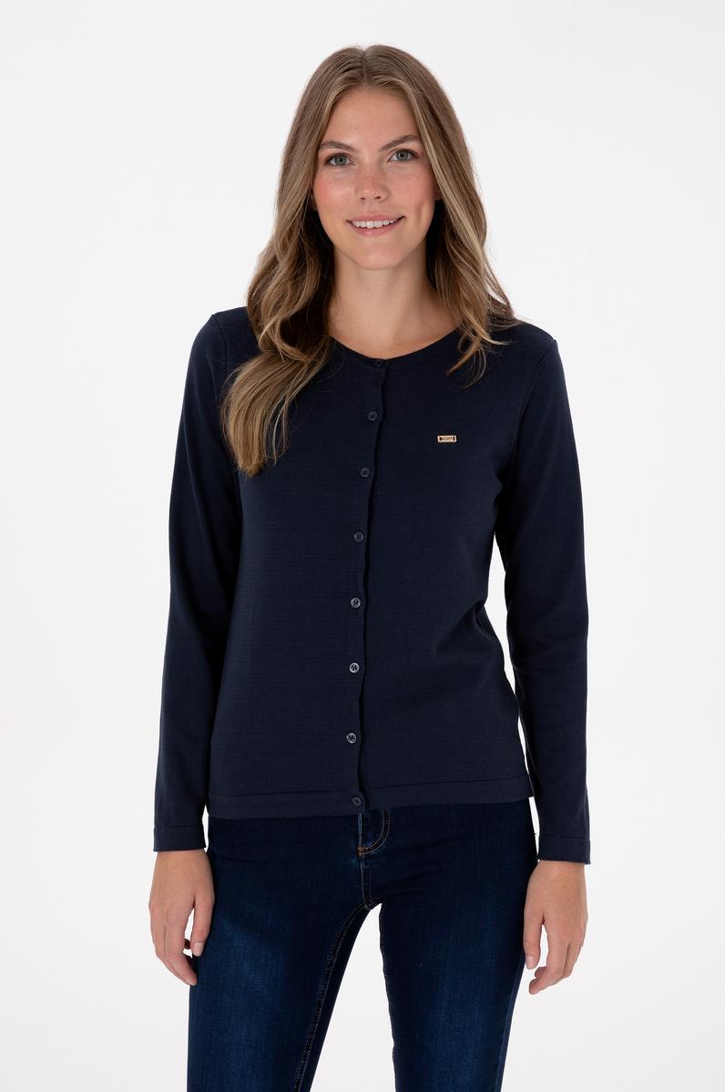 Kadın Lacivert Basic Triko Hırka