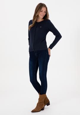 Kadın Lacivert Basic Triko Hırka - 50307719024