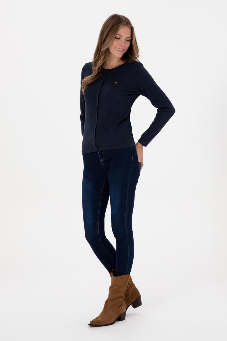 Kadın Lacivert Basic Triko Hırka - 50307719024