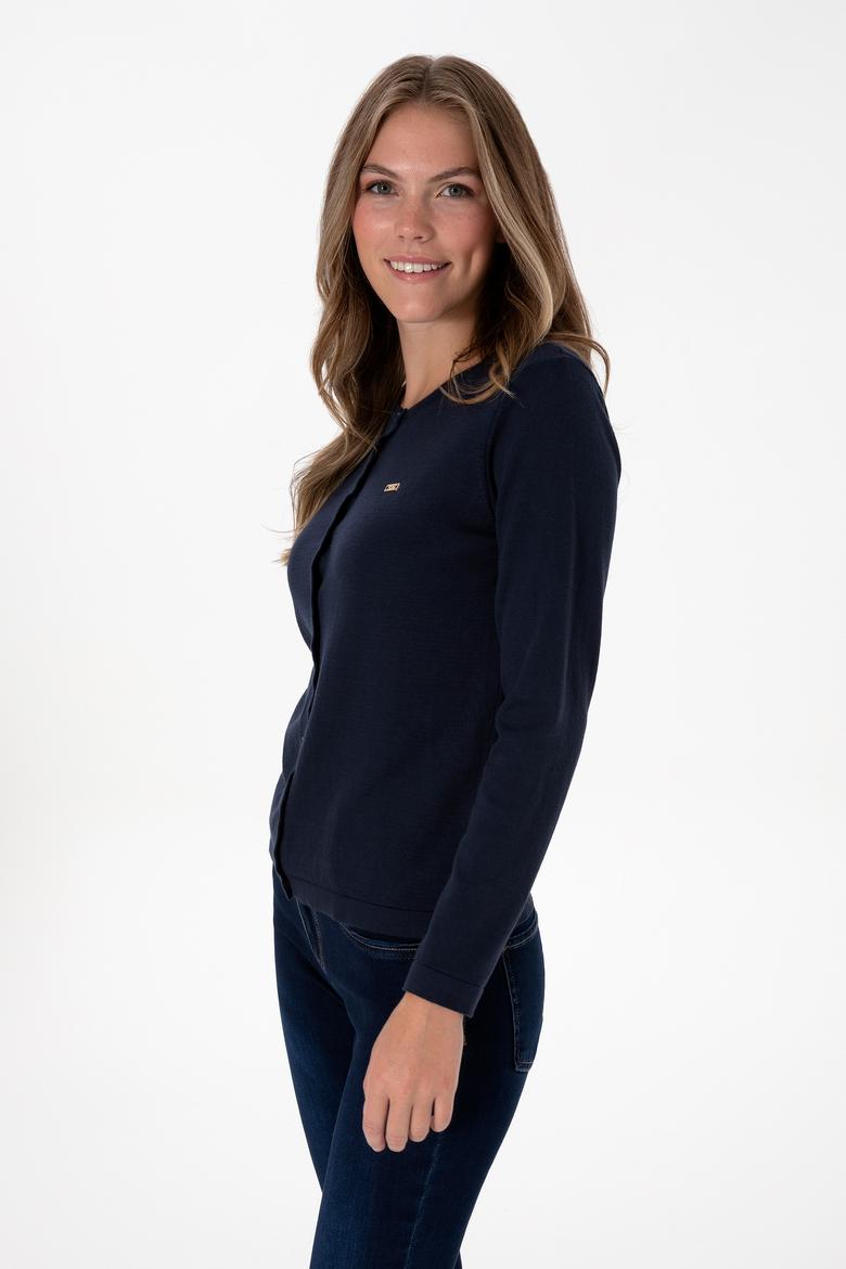 Kadın Lacivert Basic Triko Hırka - 50307719024