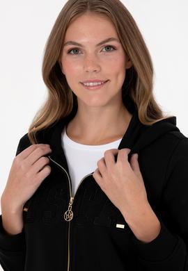 Kadın Siyah Uzun Fermuarlı Kapüşonlu Basic Sweatshirt - 50307724013