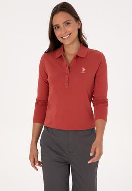 Kadın Kiremit Basic Polo Yaka Sweatshırt - 50307755117