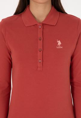 Kadın Kiremit Basic Polo Yaka Sweatshırt - 50307755117