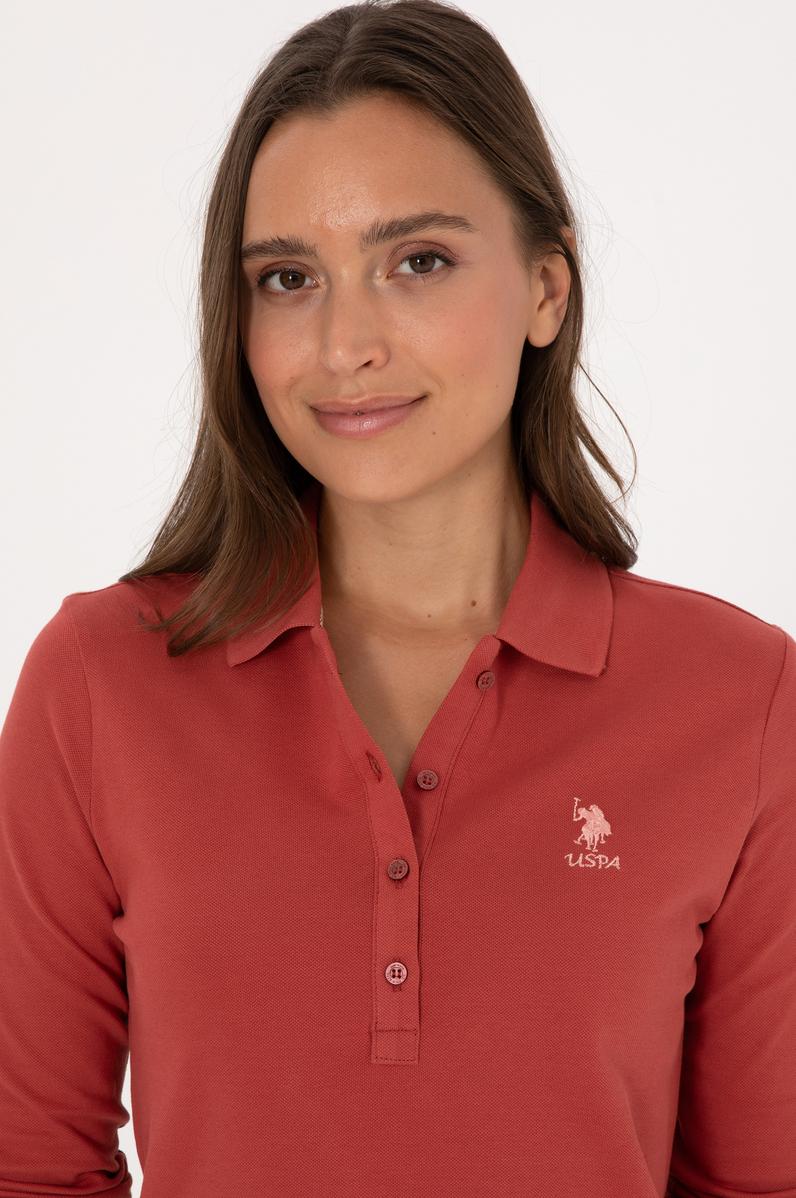 Kadın Kiremit Basic Polo Yaka Sweatshırt