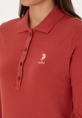 Kadın Kiremit Basic Polo Yaka Sweatshırt - 50307755117