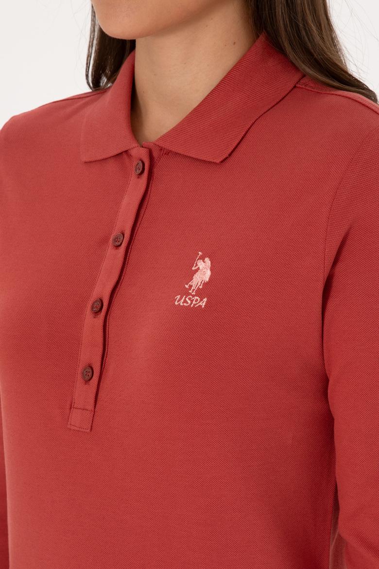 Kadın Kiremit Basic Polo Yaka Sweatshırt - 50307755117