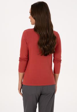 Kadın Kiremit Basic Polo Yaka Sweatshırt - 50307755117