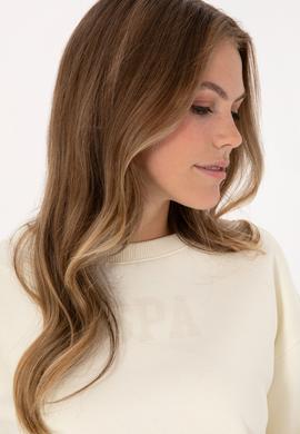 Kadın Krem Bisiklet Yaka Basic Sweatshirt - 50307752022