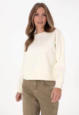 Kadın Krem Bisiklet Yaka Basic Sweatshirt - 50307752022
